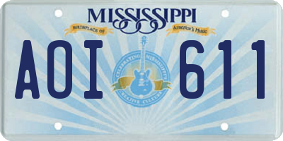 MS license plate AOI611