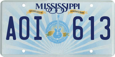 MS license plate AOI613
