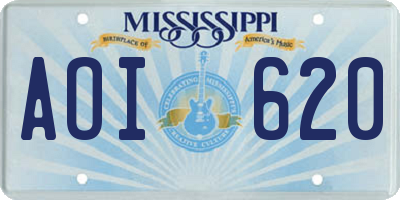 MS license plate AOI620