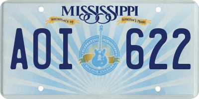 MS license plate AOI622
