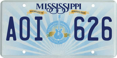 MS license plate AOI626