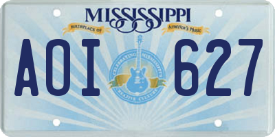MS license plate AOI627