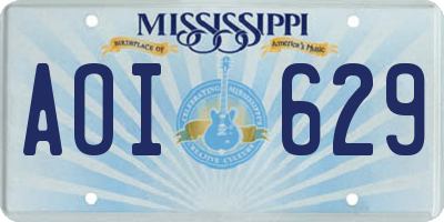 MS license plate AOI629