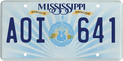 MS license plate AOI641