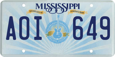 MS license plate AOI649