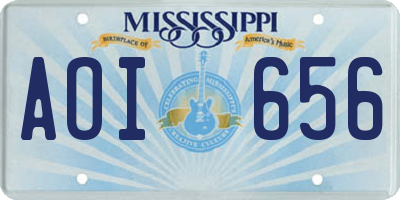 MS license plate AOI656
