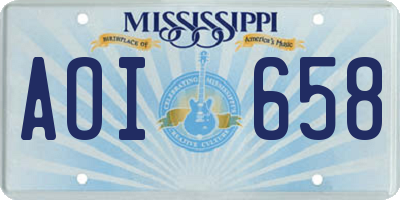 MS license plate AOI658
