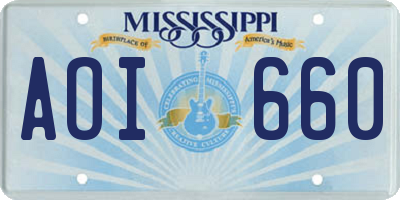 MS license plate AOI660