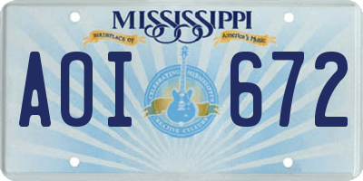 MS license plate AOI672
