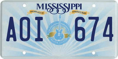 MS license plate AOI674