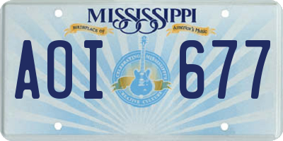MS license plate AOI677