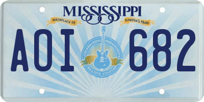 MS license plate AOI682
