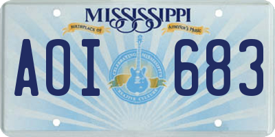 MS license plate AOI683