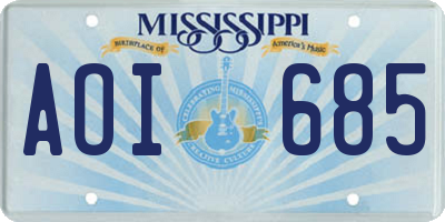 MS license plate AOI685