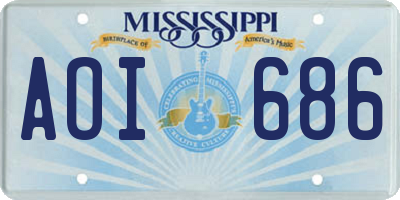 MS license plate AOI686