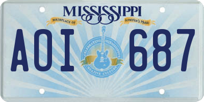 MS license plate AOI687