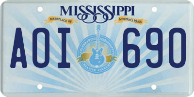 MS license plate AOI690