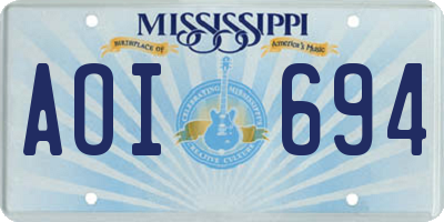 MS license plate AOI694