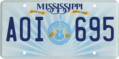 MS license plate AOI695