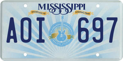 MS license plate AOI697
