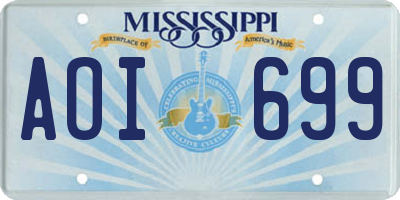 MS license plate AOI699