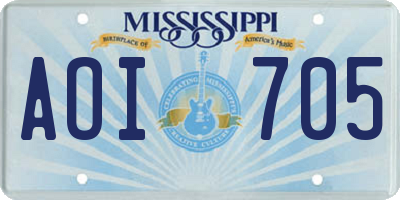 MS license plate AOI705