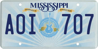 MS license plate AOI707