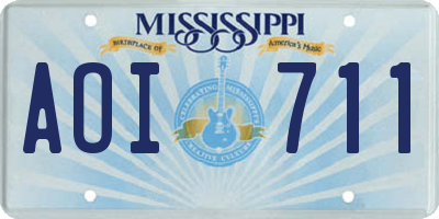 MS license plate AOI711