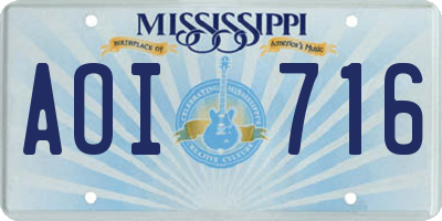 MS license plate AOI716