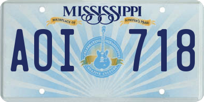MS license plate AOI718