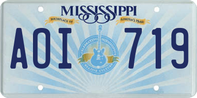 MS license plate AOI719