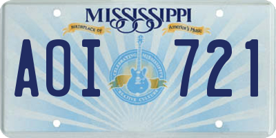 MS license plate AOI721