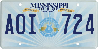 MS license plate AOI724