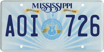 MS license plate AOI726
