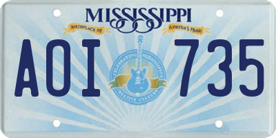 MS license plate AOI735