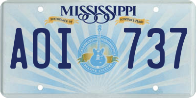 MS license plate AOI737