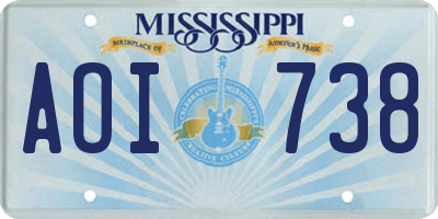 MS license plate AOI738