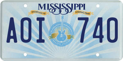 MS license plate AOI740