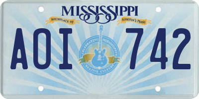 MS license plate AOI742