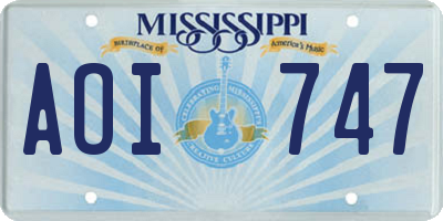 MS license plate AOI747
