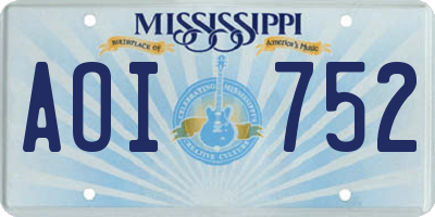 MS license plate AOI752
