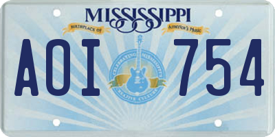 MS license plate AOI754