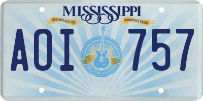 MS license plate AOI757