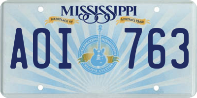 MS license plate AOI763