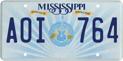MS license plate AOI764