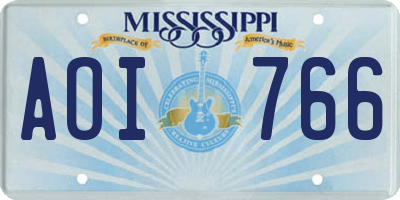 MS license plate AOI766