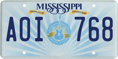 MS license plate AOI768