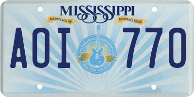 MS license plate AOI770
