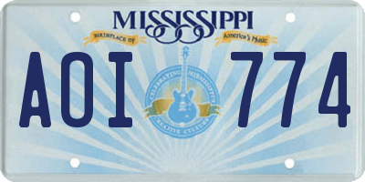 MS license plate AOI774