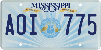 MS license plate AOI775